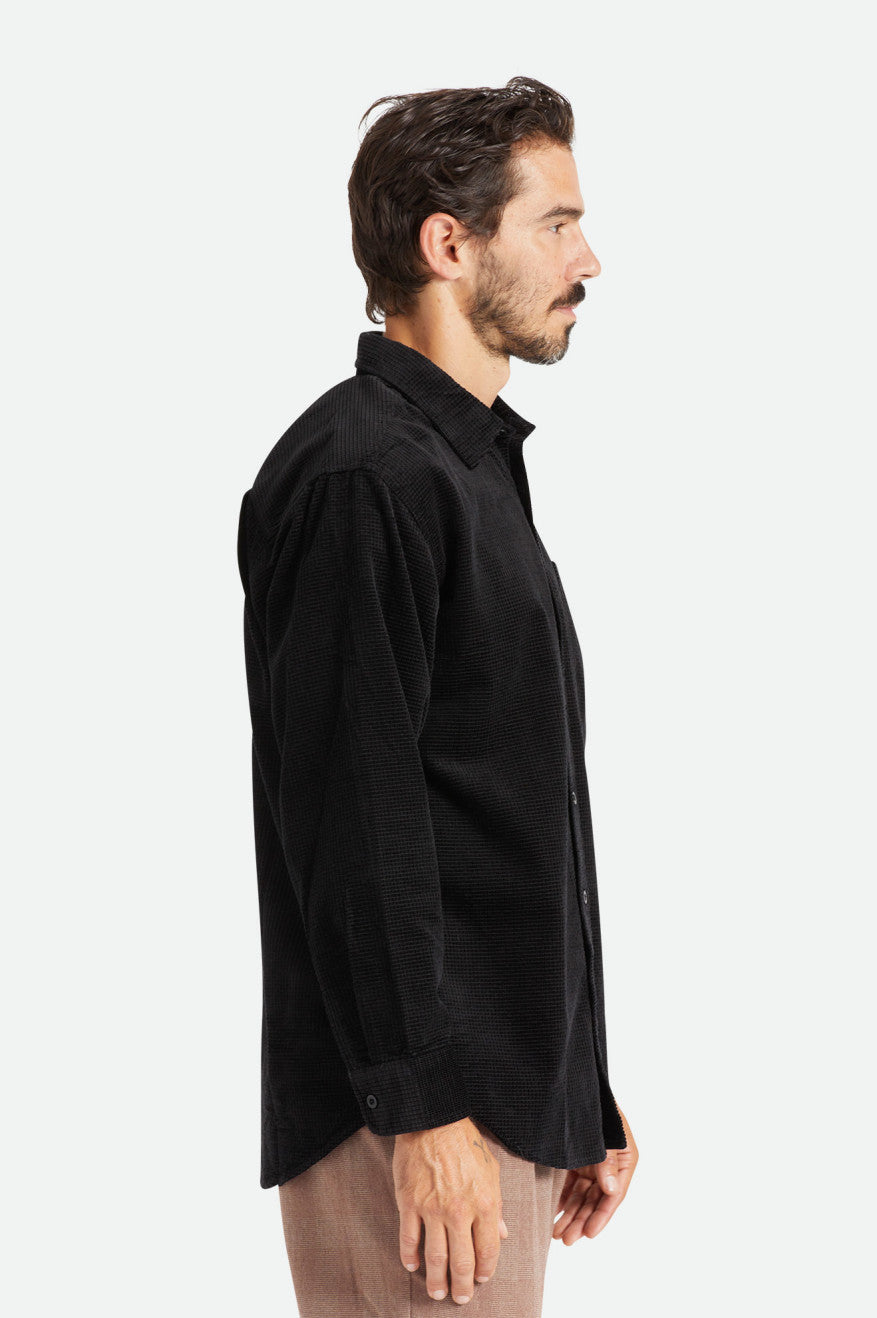 Hauts Tissés Brixton Porter L/S Waffle Corduroy Homme Noir | 30RKVAOIU