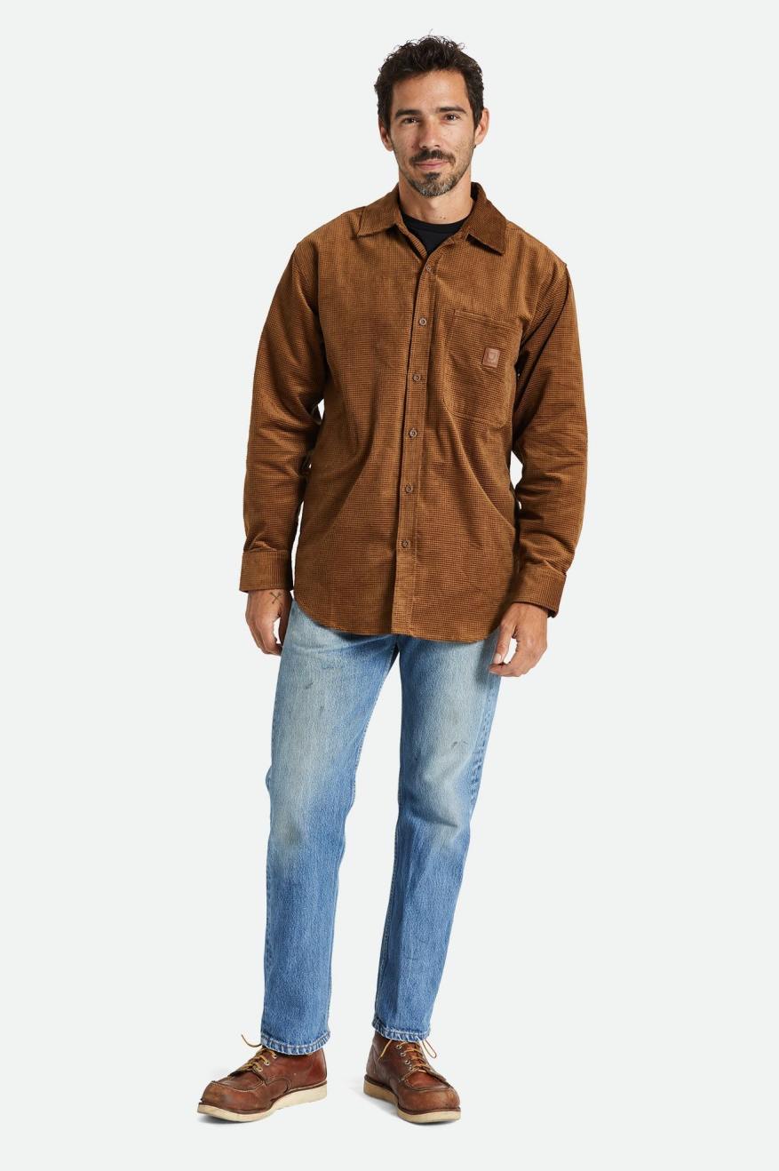 Hauts Tissés Brixton Porter L/S Waffle Corduroy Homme Marron | 58OIEUGDQ