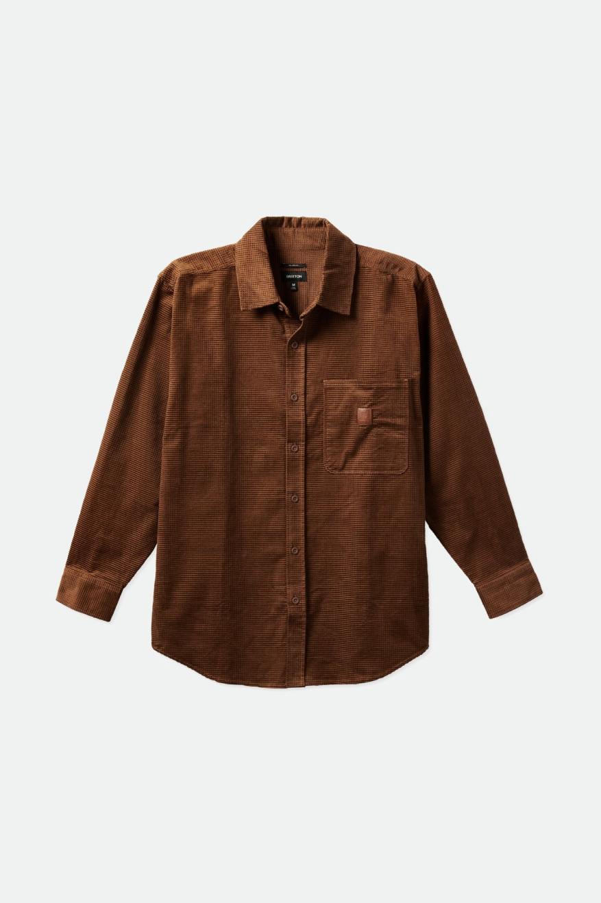 Hauts Tissés Brixton Porter L/S Waffle Corduroy Homme Marron | 58OIEUGDQ