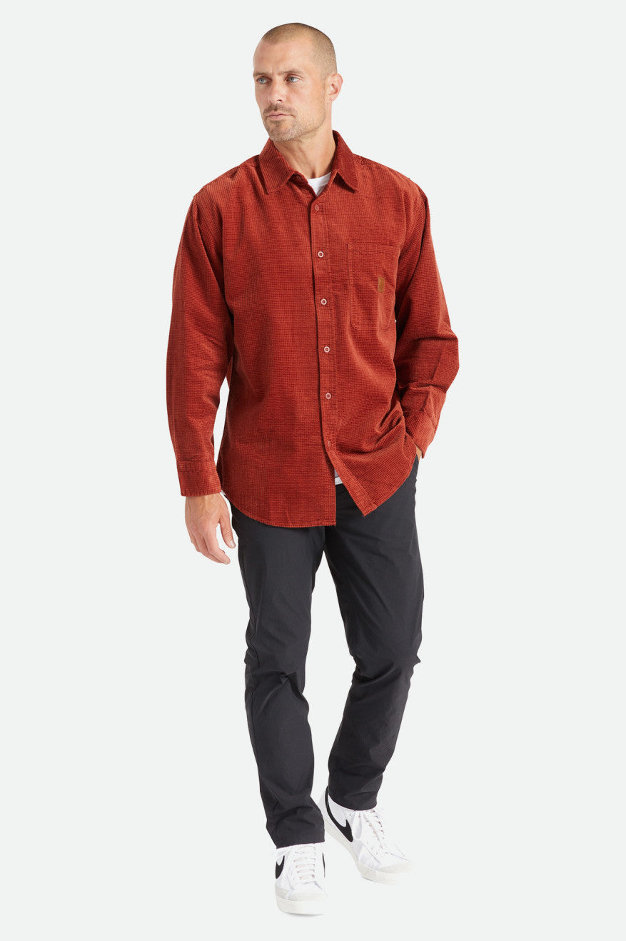 Hauts Tissés Brixton Porter L/S Waffle Corduroy Homme Rouge | 87MPETJNH