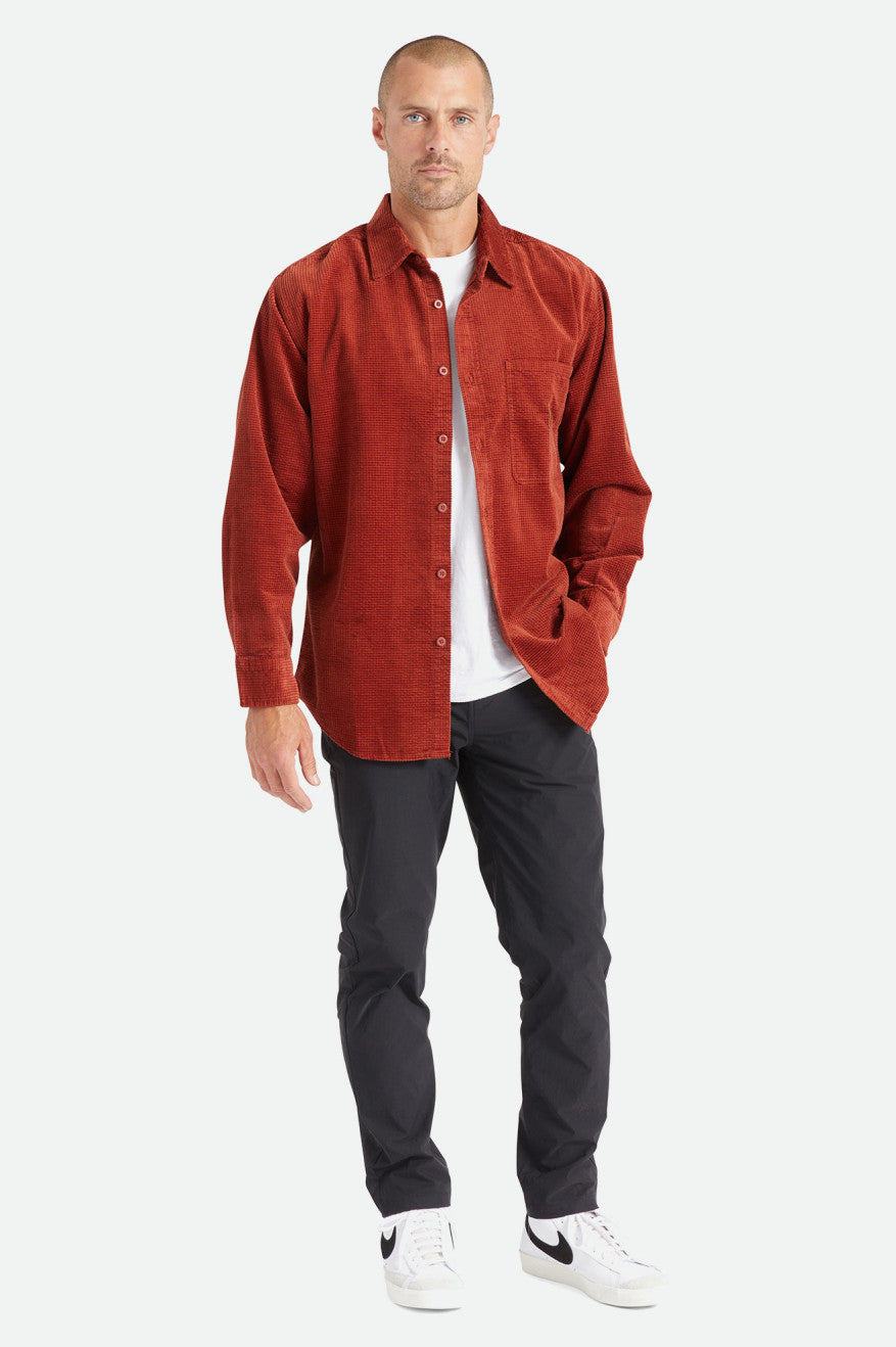 Hauts Tissés Brixton Porter L/S Waffle Corduroy Homme Rouge | 87MPETJNH