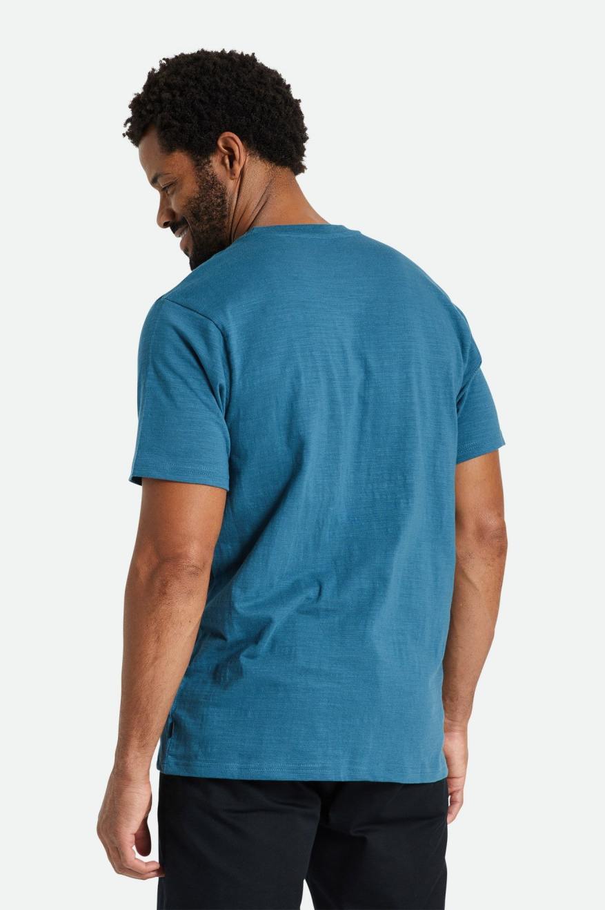 Knitwear Brixton Basic Slub S/S Pocket Homme Turquoise | 69RWMEOVD