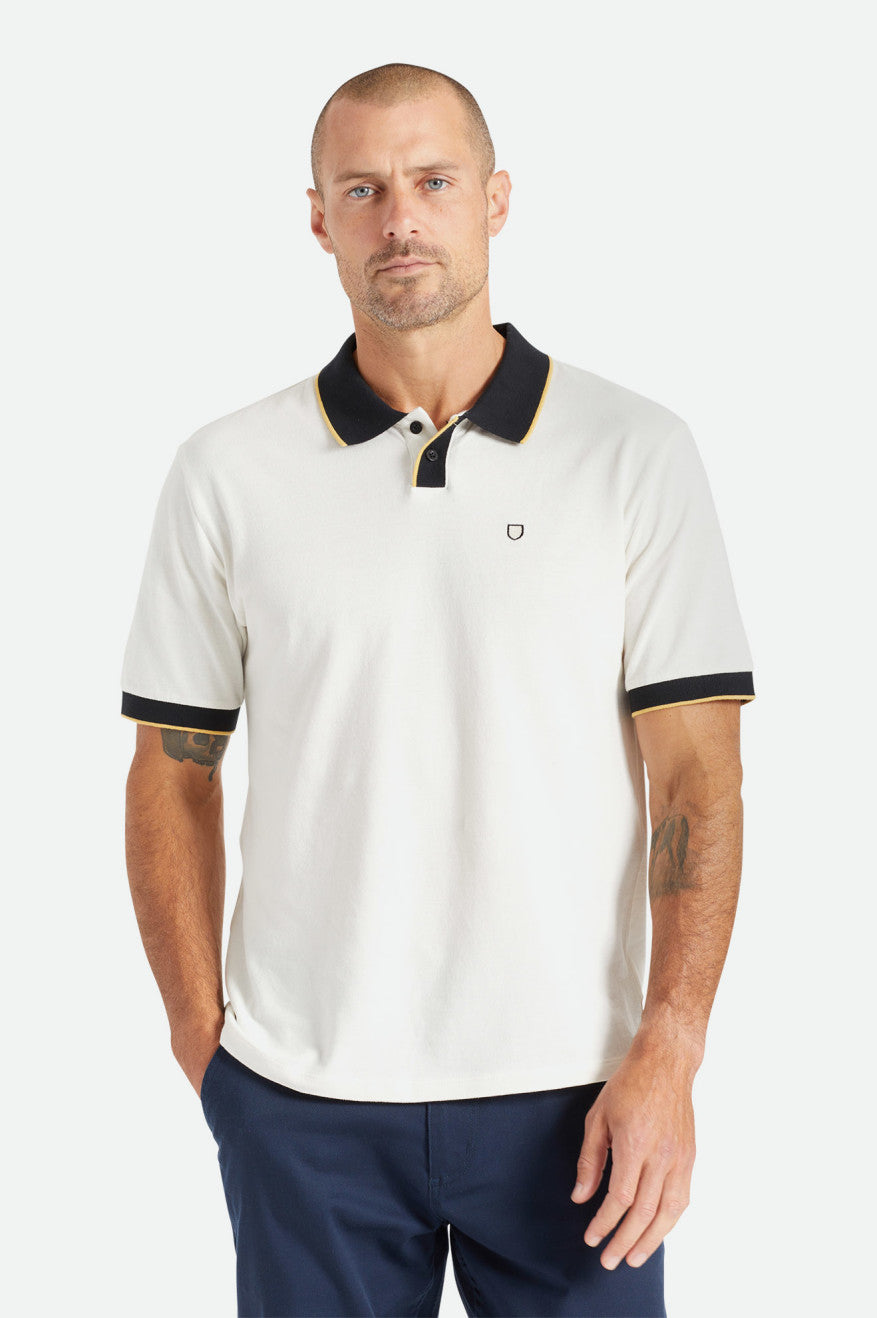 Knitwear Brixton Proper S/S Polo Homme Blanche Noir | 27BSWZYTV