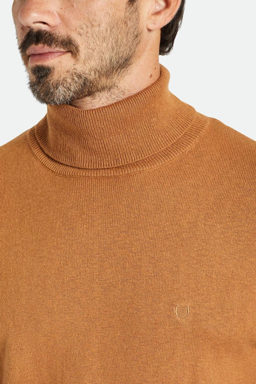 Knitwear Brixton Reserve Cashmere L/S Turtleneck Homme Marron | 61YRHQFEW