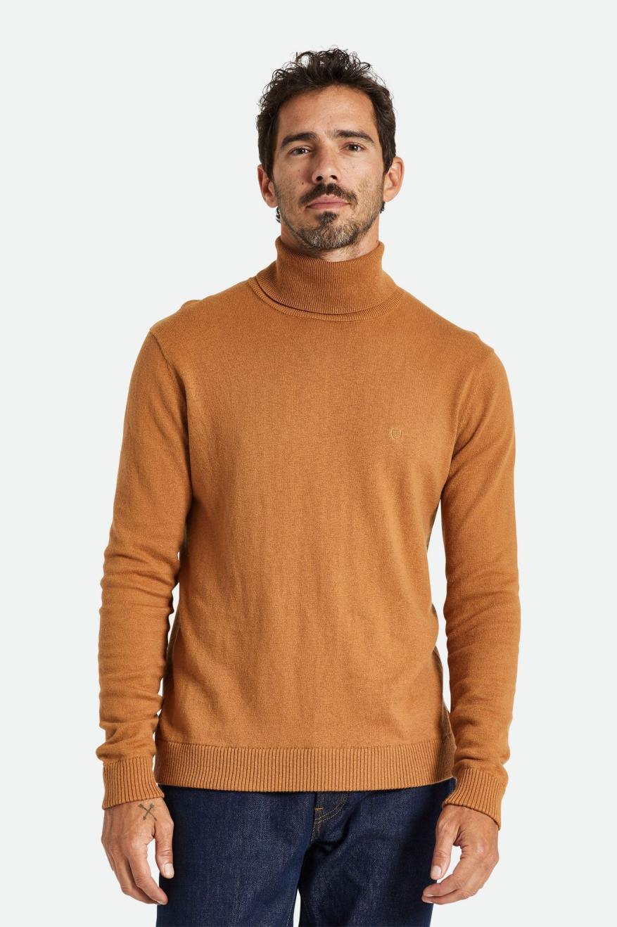 Knitwear Brixton Reserve Cashmere L/S Turtleneck Homme Marron | 61YRHQFEW