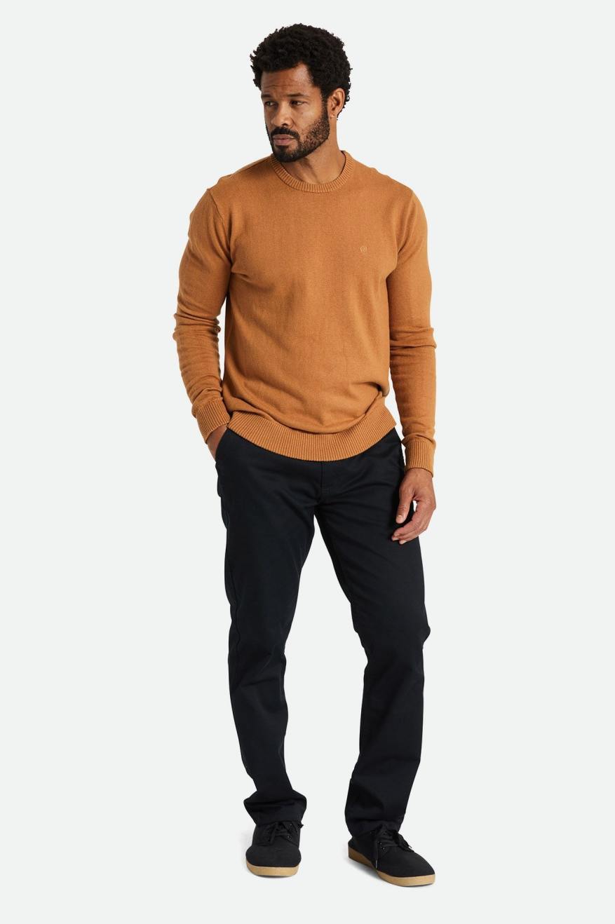 Knitwear Brixton Reserve Cashmere Pull Homme Marron | 87IHVXQWS