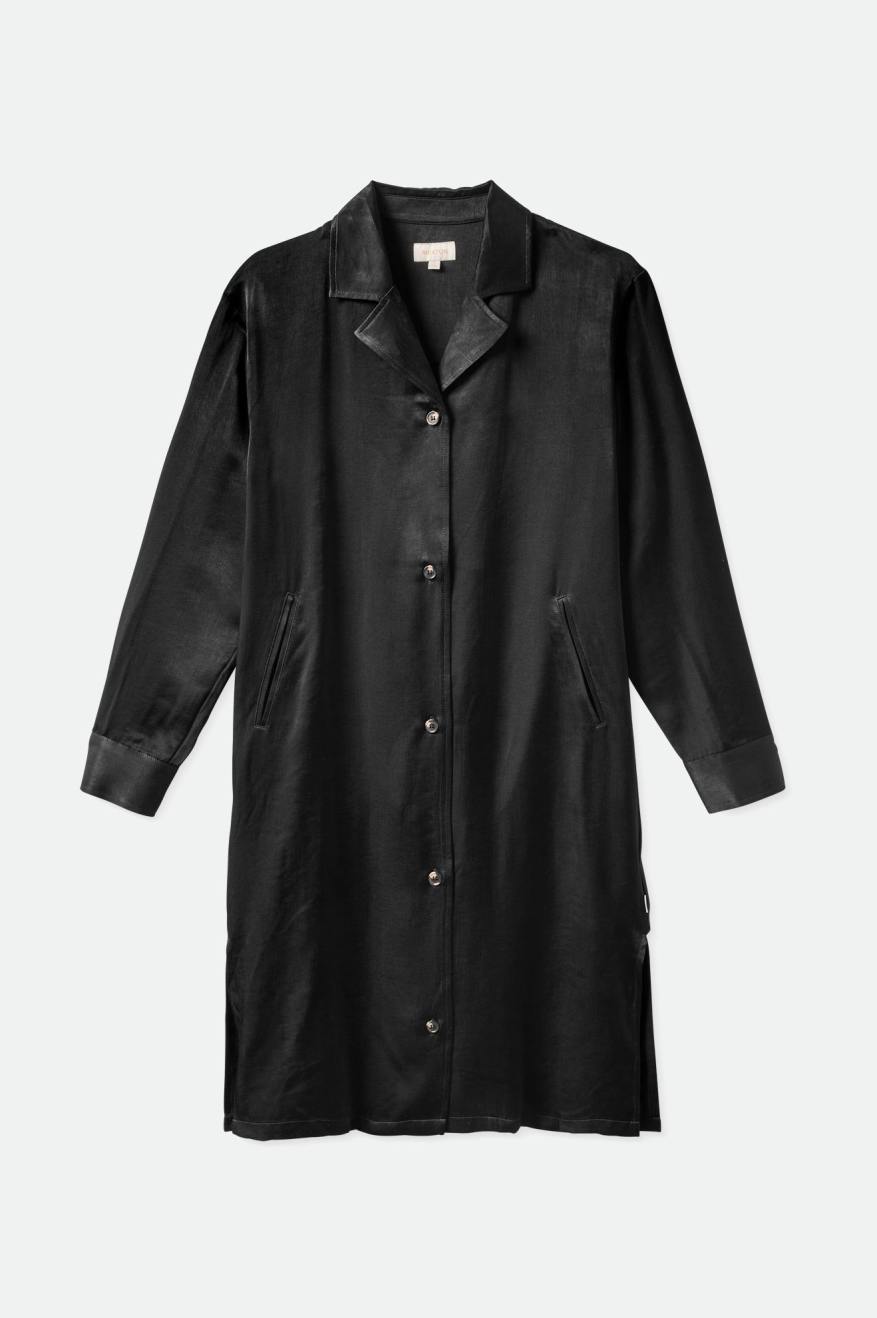 Peignoir Brixton Satin Blazer Shirt Femme Noir | 70VNSTHUB