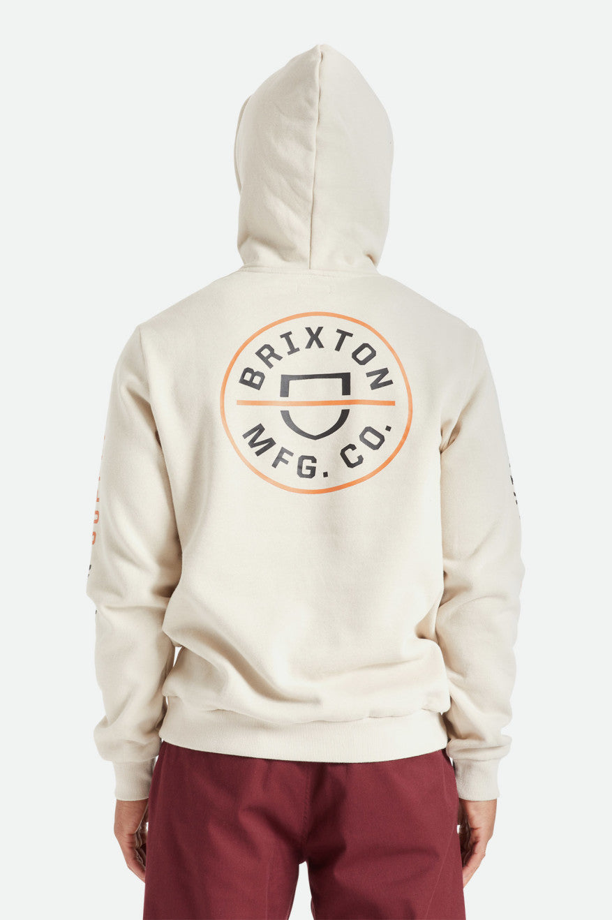 Sweat À Capuche Brixton Crest Homme Beige Orange | 89FJMCETR