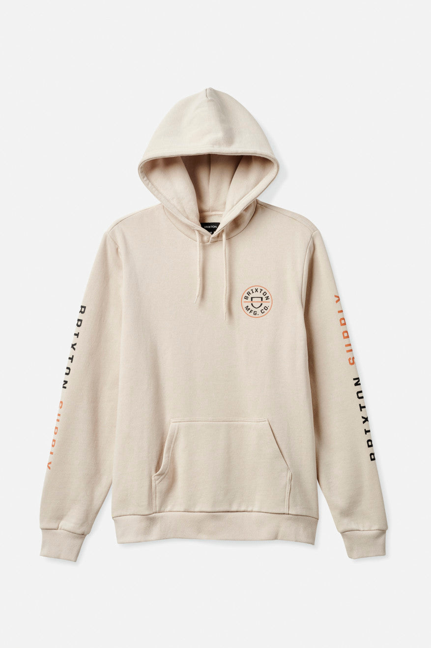 Sweat À Capuche Brixton Crest Homme Beige Orange | 89FJMCETR