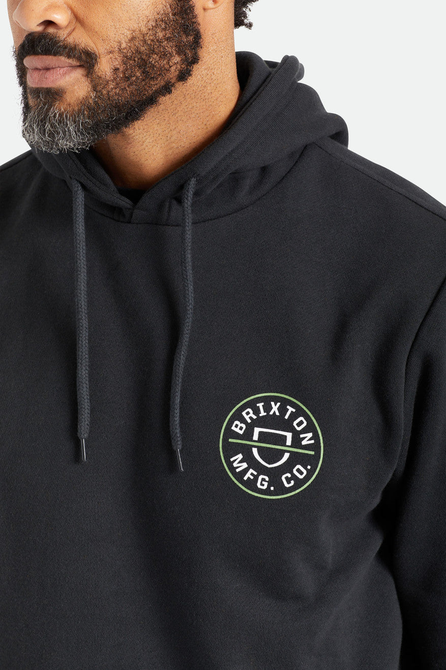 Sweat À Capuche Brixton Crest Homme Noir Vert Blanche | 43UXTGMKY