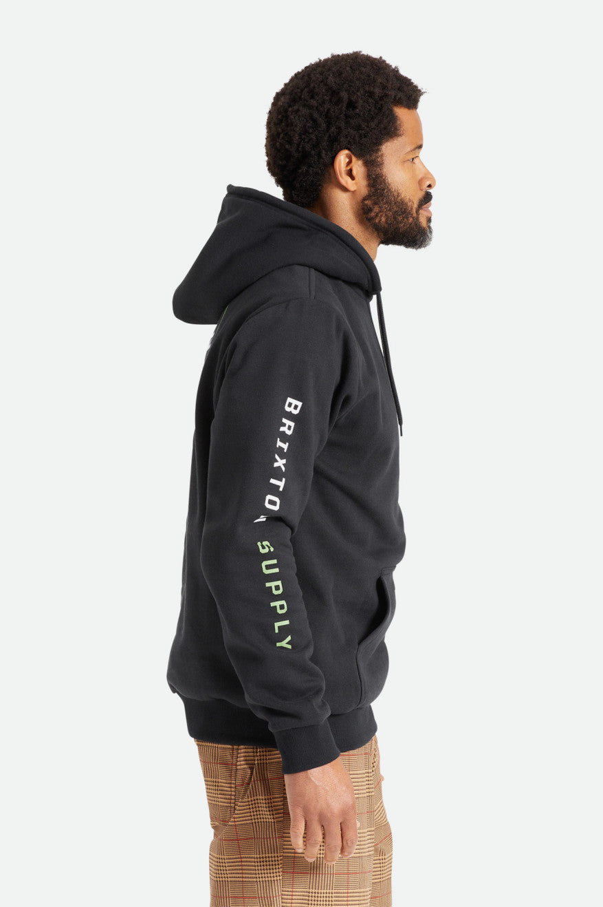 Sweat À Capuche Brixton Crest Homme Noir Vert Blanche | 43UXTGMKY