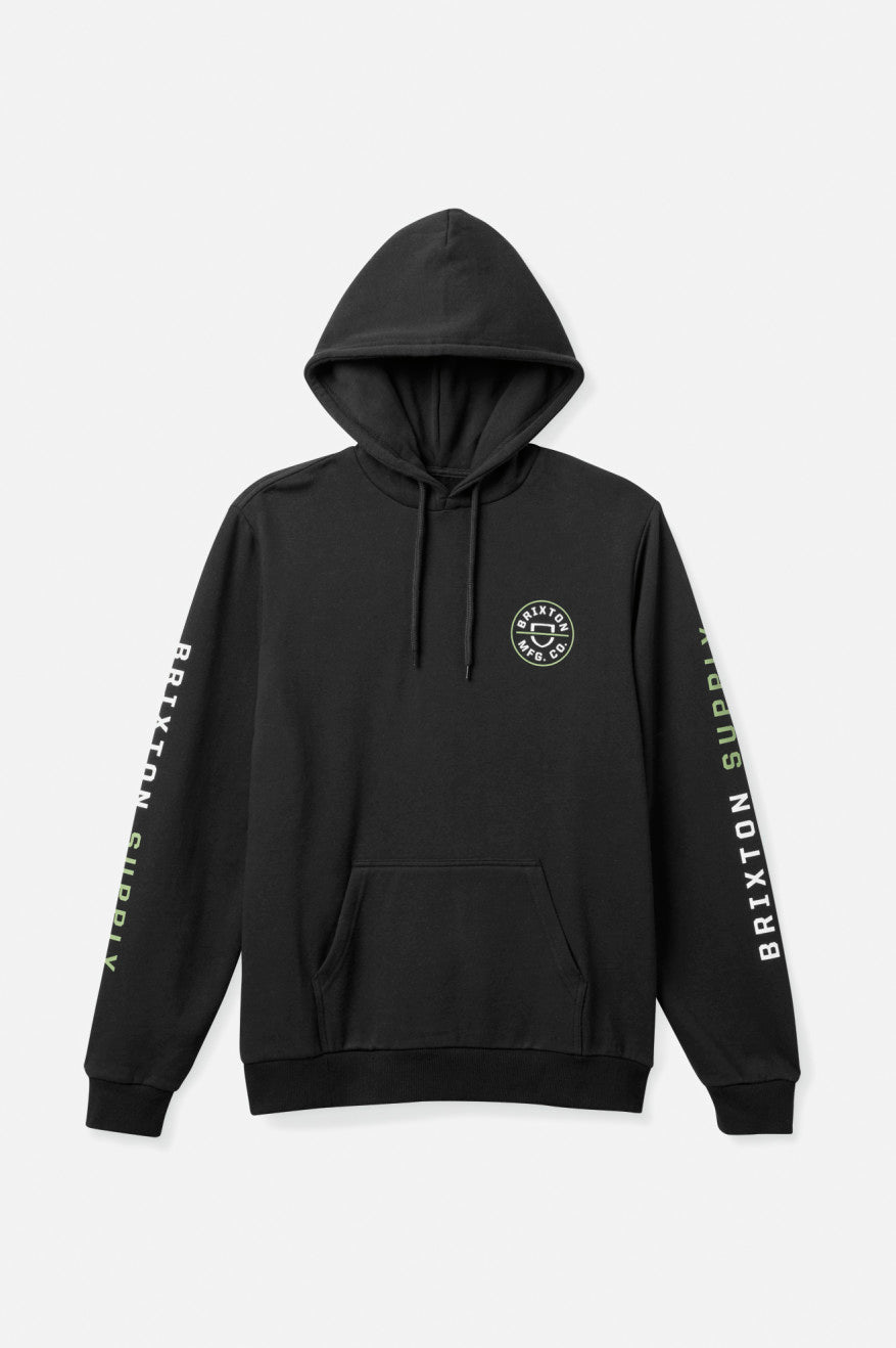 Sweat À Capuche Brixton Crest Homme Noir Vert Blanche | 43UXTGMKY