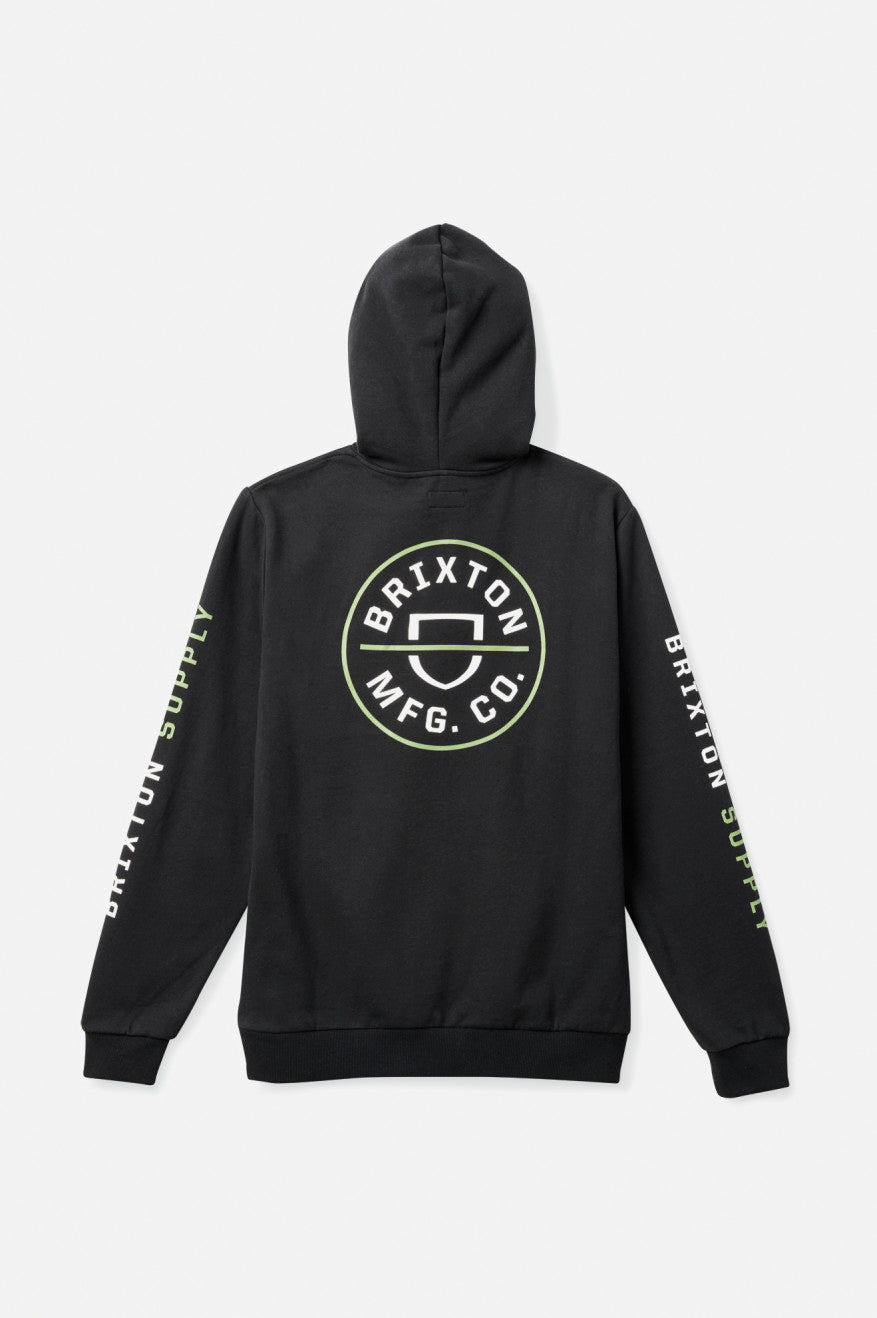 Sweat À Capuche Brixton Crest Homme Noir Vert Blanche | 43UXTGMKY