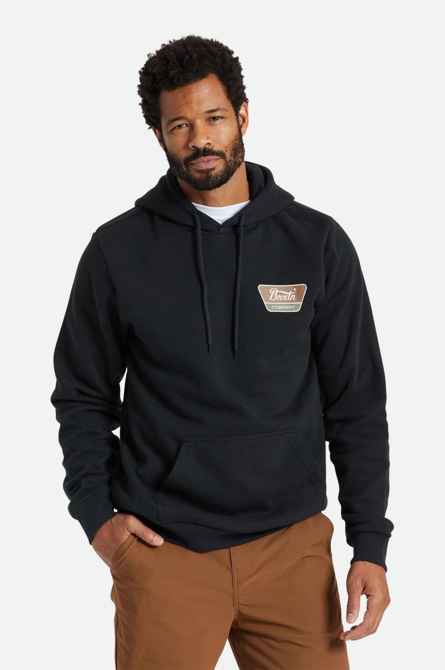 Sweat À Capuche Brixton Linwood Homme Noir | 45BTAPLJH