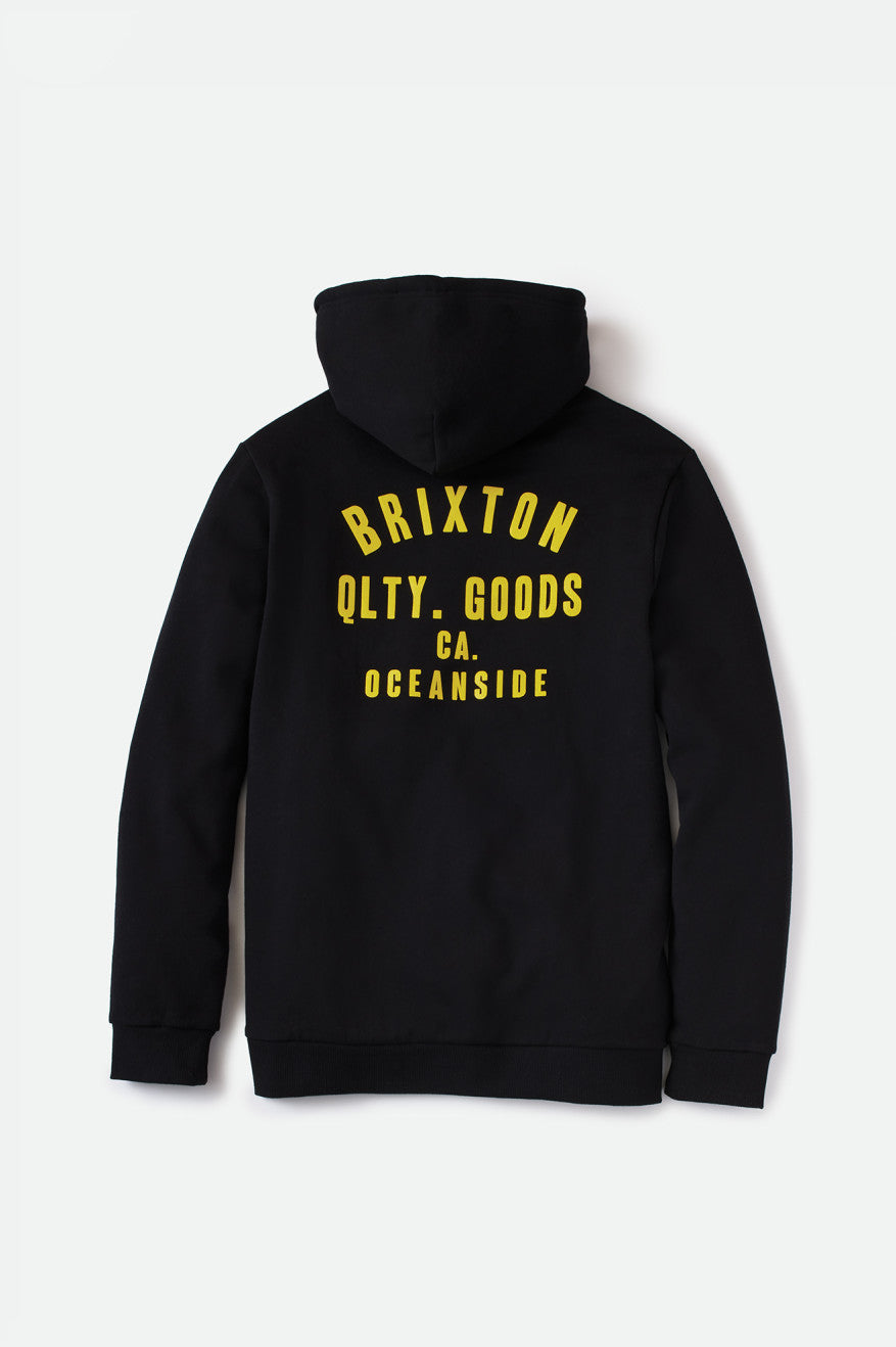 Sweat À Capuche Brixton Woodburn Oceanside Fleece Homme Noir Doré | 19NJAODRB