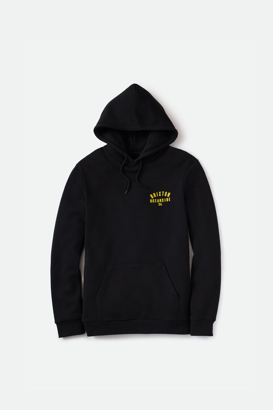 Sweat À Capuche Brixton Woodburn Oceanside Fleece Homme Noir Doré | 19NJAODRB