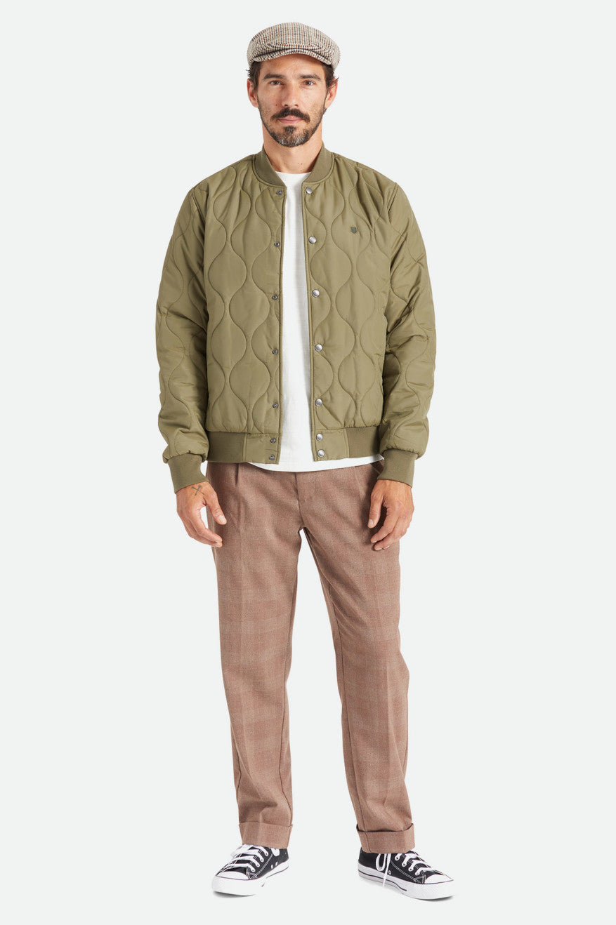 Vestes Brixton Dillinger Matelassé Bomber Homme Vert Olive | 47OTDAZMN