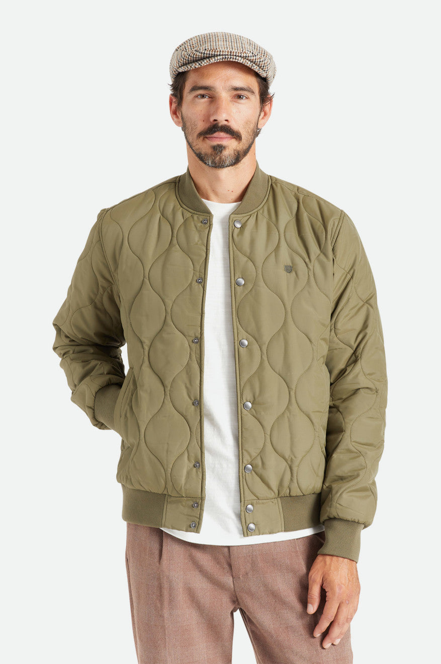 Vestes Brixton Dillinger Matelassé Bomber Homme Vert Olive | 47OTDAZMN