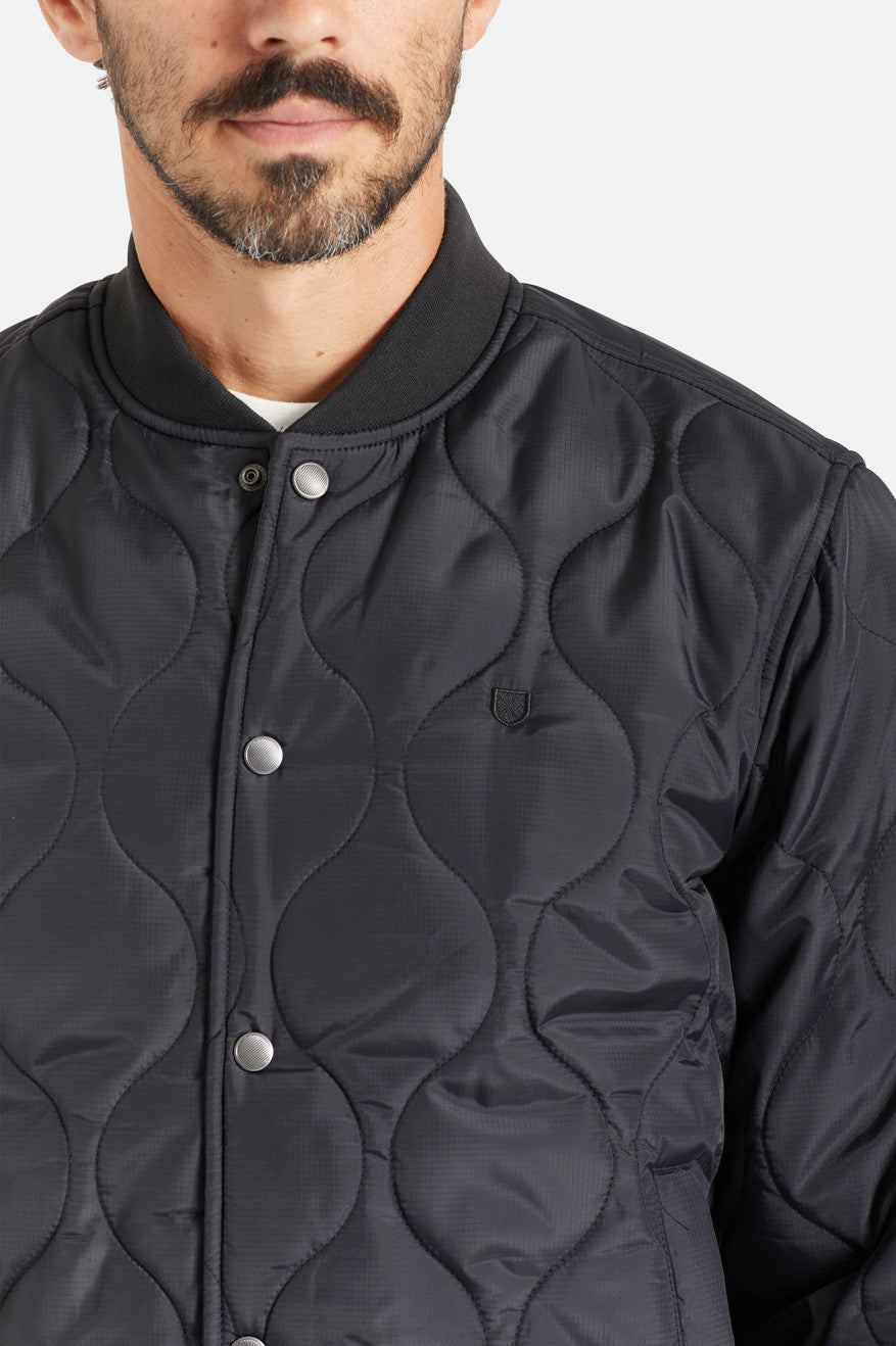 Vestes Brixton Dillinger Matelassé Bomber Homme Noir | 81GMSBYPR