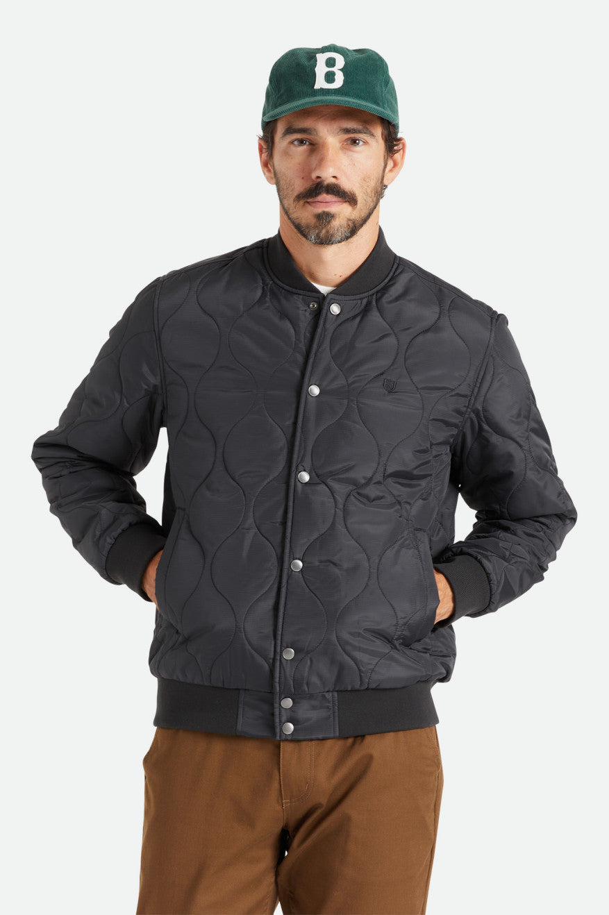 Vestes Brixton Dillinger Matelassé Bomber Homme Noir | 81GMSBYPR