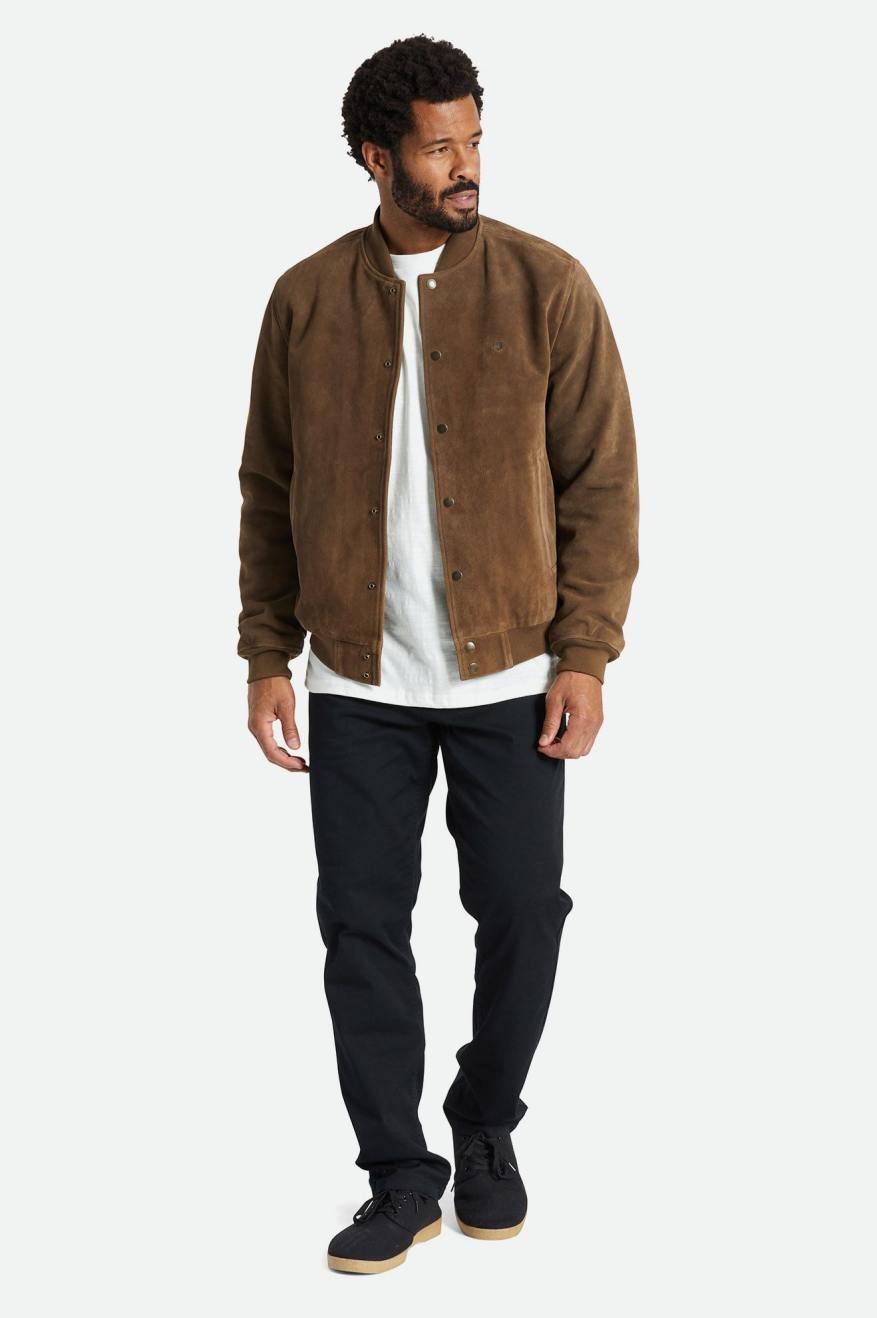 Vestes Brixton Dillinger Reserve Daim Bomber Homme Marron | 84ZHNIADR