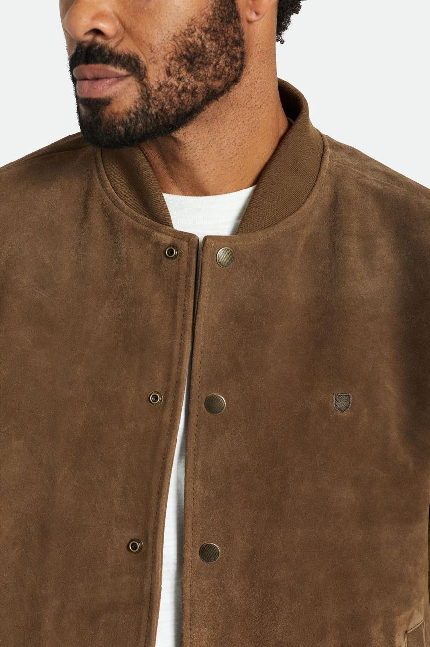 Vestes Brixton Dillinger Reserve Daim Bomber Homme Marron | 84ZHNIADR