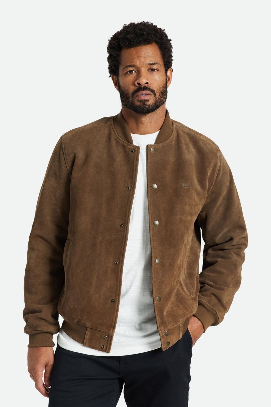 Vestes Brixton Dillinger Reserve Daim Bomber Homme Marron | 84ZHNIADR